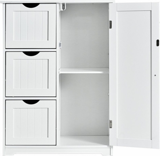 COSTWAY Badkommode, 3 Schubladen,mit verstellbarer Ablage,30 x 60 x 81 cm