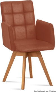 Armlehnstuhl drehbar (2er-Set) Dorie 52x91x60 Eiche geölt/Cognac