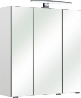 Saphir Spiegelschrank Quickset 953 Badschrank, 3 Spiegeltüren, 6 Einlegeböden, 65 cm breit inkl. LED-Beleuchtung, Türdämpfer, Schalter-/Steckdosenkombination