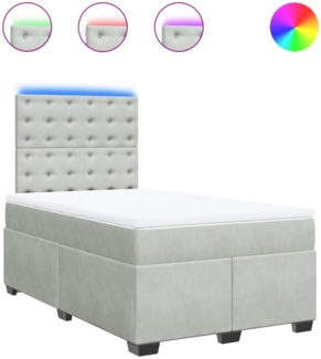 vidaXL Boxspringbett mit Matratze Hellgrau 120x200 cm Samt 3293194