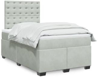 vidaXL Boxspringbett mit Matratze Hellgrau 120x200 cm Samt 3293194