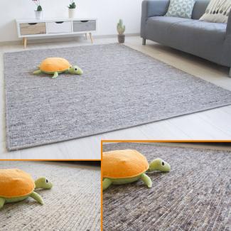 Handweb Teppich Laufenburg, Farbe: Natur Grau, Größe: 170x230 cm