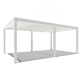 Weide E-Deluxe Plus | elektrische Pergola mit LED | Voll Aluminium | 4 x 6 M | motorisiertes Lamellendach weiß