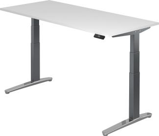 bümö elektrisch höhenverstellbarer Schreibtisch 180x80 cm mit Memory-Steuerung - Design Schreibtisch höhenverstellbar elektrisch, elektrischer Schreibtisch weiß, Gestell graphit/alu, XBHM19-W-GC