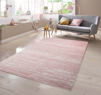 TeppichHome24 Teppich Designer Teppich Kurzflor Uni Design in Rosa, rechteckig