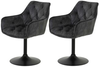 2er Set Stuhl Birte - Samtvelour Vintage Anthrazit