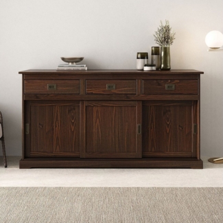 IDIMEX Sideboard SAVONA, Kommodenschrank mit 3 Schubladen und Türen aus Holzoptik nussbaum