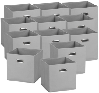 12 Aufbewahrungsboxen mit Griff, Vlies - Grau
