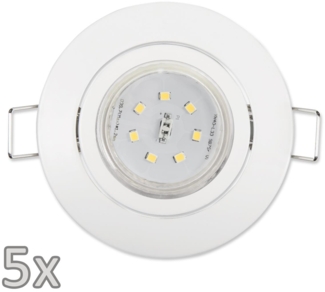 Einbauleuchten-Set McShine, 5xRahmen, 5xLED-Strahler, GU10, 3W, 300 lm, weiß