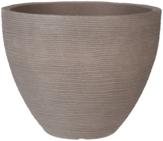 Spetebo Blumentopf Rillen Blumenkübel M rund 39x31 cm taupe (Stück, 1 St, Blumenkübel rund), Großer runder Pflanztopf aus Kunststoff
