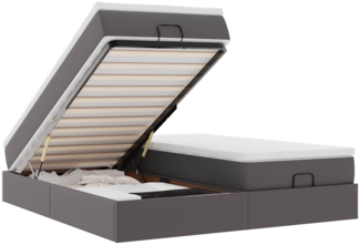 vidaXL Ottoman-Bett mit Matratzen Grau 200x200 cm Kunstleder 3311232