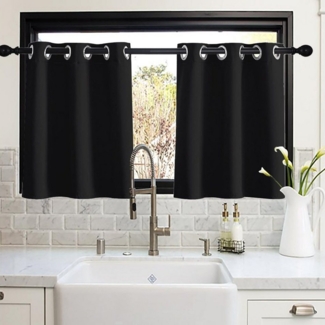 Jibenhome Scheibengardine Bistrogardine Kurzgardinen mit Ösen Vorhang Blickdicht, Küche Fenster, (2 St), Scheibengardinen Ösenvorhang Modern Gardinen Kurzstore für Wohnzimmer