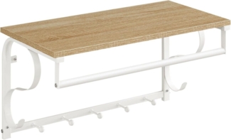 Best for Home Kleiderhaken Wandgarderobe mit Haken & Stange – Sonoma Weiß