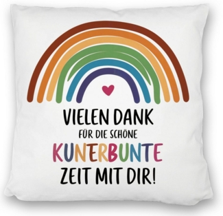 speecheese Dekokissen Vielen Dank für die kunterbunte Zeit Kissen satiniert mit Regenbogen