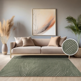 Paco Home Teppich In- & Outdoor, Moderne abstrakte Boho Designs mit 3D Struktur, robust & wetterfest, ideal für Terrasse Wohnzimmer & Küche, Grösse:240x340 cm, Farbe:Grün 2
