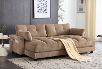 LVHOM Polsterliege Ottomane/Loungesofa/Polsterbett/Daybett/Gästebetten/Schlafsofa (USB/Typ C-Ladeanschlüssen, Seitentaschen, Getränkehalter, modularer Flexibilität Palmen Sessel, links & rechts tauschbare Armlehnen, Schlaffunktion, Platzsparend, 2-St, ...