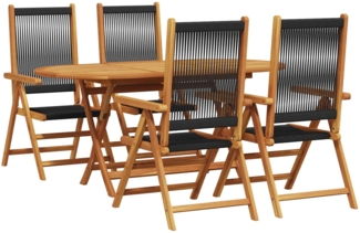 vidaXL Garten Essgruppe 5 pcs Schwarz Massivholz Akazie 3375736