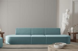 Sofa Designersofa 3-Sitzer MILOT in Stoff Opera Velvet Aquablau