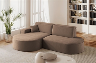 Ecksofa Schlafsofa Sofa VENEDIG Stoff Salvador Braun Ottomane Links