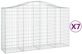 vidaXL Gabionen mit Hochbogen 7 Stk. 200x50x120/140cm Verzinktes Eisen 3145666
