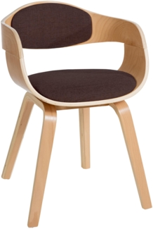 DELUKE® Besucherstuhl LONDON Stoff - 73x49x46cm, Natur/Braun Stoff Holz Gestell Konferenzstuhl Wartezimmerstuhl