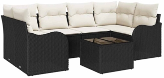 vidaXL Garten-Sofa-Set mit Kissen 7 pcs Schwarz, Creme 55 x 55 x 37 cm 3354266