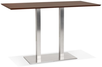 Kadima Design Hochtisch mit gebürstetem Stahlgestell, Walnuss-Finish Holzplatte, 180x90x100 cm, modern