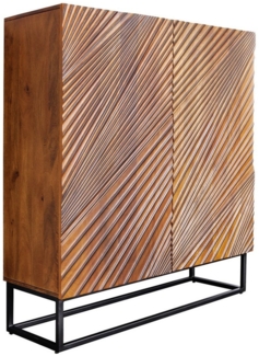 riess-ambiente Highboard ART 120cm braun / schwarz · Hochschrank aus Massivholz mit 3D-Design (Einzelartikel, 1 St), Kommode aus Mangoholz · inkl. 6 Fächern & 2 Türen · Metall-Gestell