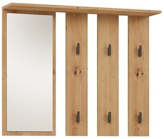 ibonto WANDGARDEROBE Handwekliche Eiche mit großem Spiegel (H 81.5 x T 15 x B 100 cm)