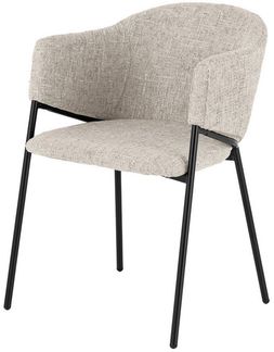 riess-ambiente Esszimmerstuhl NOBLESSE beige/schwarz - Chenille, Metallgestell, Retro, Armlehnen (Einzelartikel, 1 St), halbrunder Stuhl - ideal für Küche, Ess-, Arbeits-. Wohnzimmer & Büro