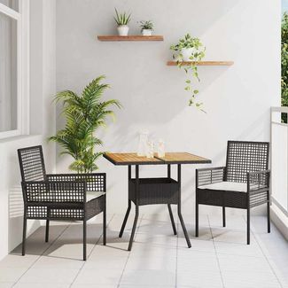 vidaXL Garten Essgruppe 3 pcs Schwarz Poly-Rattan 3334935