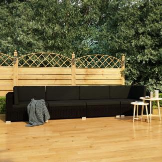 vidaXL 4-tlg. Garten-Sofagarnitur mit Auflagen Poly Rattan Schwarz 47271