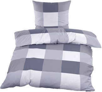 KH-Haushaltshandel Bettwäsche Renforce Bettwäsche, 135x200 + 80x80 cm, grau kariert, Renforcé, Baumwollmischgewebe, Renforcé, versch. Grautöne kariert