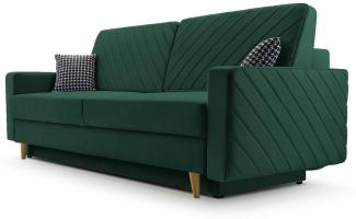 MOEBLO Schlafsofa CALIFORNIA, Sofa aus Samtstoff Couch für Wohnzimmer Sofagarnitur Polstersofa Wohnlandschaft Velours 230x96x97cm, mit Bettkasten und Schlaffunktion