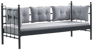 Casa Padrino Jugendstil Gartensofa Schwarz / Hellgrau 200x70 x H. 92 cm - Garten Sofa - Terrassen Sofa - Garten & Terrassen Möbel