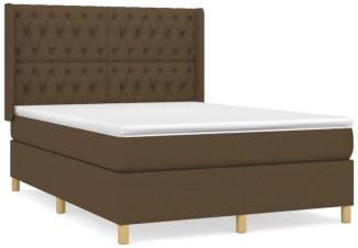 vidaXL Boxspringbett mit Matratze Stoff Dunkelbraun 140 x 190 cm, Härtegrad: H2 [3132228]