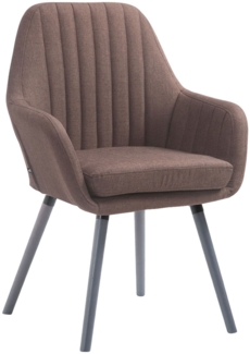 CLP Stuhl Florian Stoff mit Sitzpolster und Holzbeinen Gestell,braun grau