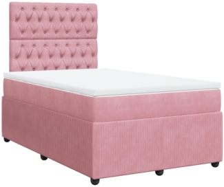 vidaXL Boxspringbett mit Matratze Rosa 120x200 cm Samt 3292321