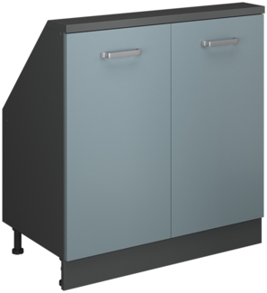 Küchenschrank für Dachschrägen R-Line Blau-Grau 80 cm mit 2 Türen Vicco