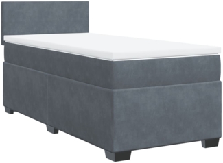 vidaXL Boxspringbett mit Matratze Dunkelgrau 90x200 cm Samt 3286205