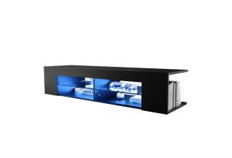 SONNI Lowboard TV-Schränke Breite 135cm weiß/schwarz Hochglanz mit LED Beleuchtung, sideboards