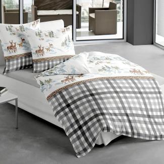 TRAUMSCHLAF Bettwäsche Rentiere, Biber, 2 teilig, kuschelige Feinbiber Qualität