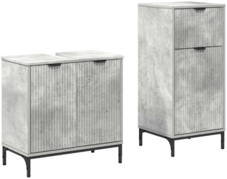 vidaXL Badezimmermöbel-Set 2 pcs Beton Grau Sperrholz und Metall 3393096