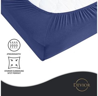 Devior Spannbettlaken Heavy aus 100% Baumwolle mit 160 g/m² - Blickdicht mit Einlaufschutz, Jersey, Gummizug: Rundumgummizug, Laken bis 32cm Matratzenhöhe - Spannbettlaken 140 x 200 cm Blickdicht