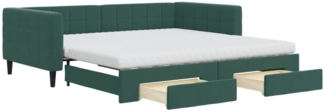 vidaXL Tagesbett Ausziehbar mit Schubladen Dunkelgrün 100x200 cm Samt 3196772