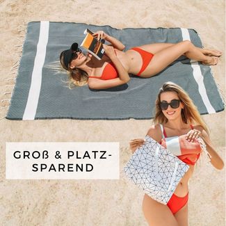 furora HOLIDAY Strandtuch groß 100x200 cm Strand Tuch, aus Baumwolle, Hamamtuch Badetuch, leicht, lang, dünn & kompakt