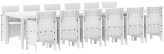 vidaXL Garten Essgruppe 13 pcs Weiß Polt Rattan 3378786