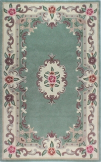 Kadima Design Traditioneller Wollteppich "Beauly" mit Handgeschnitzten Details. Farbe: Grün-Beige, 150x240 cm