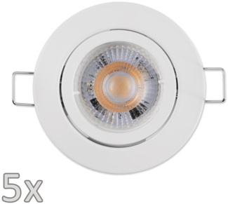 Einbauleuchten-Set McShine, 5xRahmen, 5xLED-Modul, 5W, 400lm, 230V, weiß