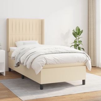 vidaXL Boxspringbett mit Matratze Creme 90x190 cm Stoff 3131558